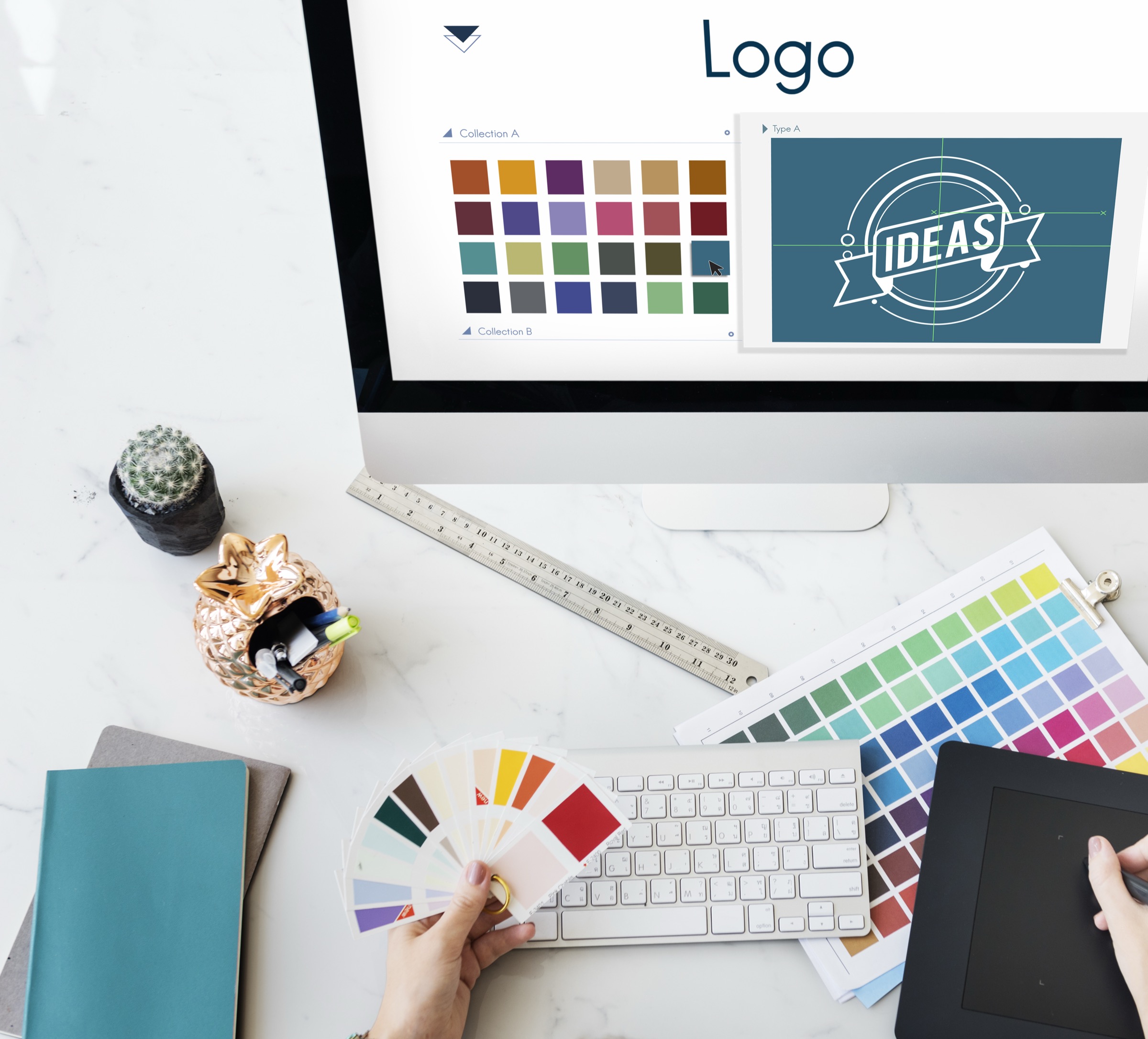 Création de logo avec palette graphique et écran de conception
